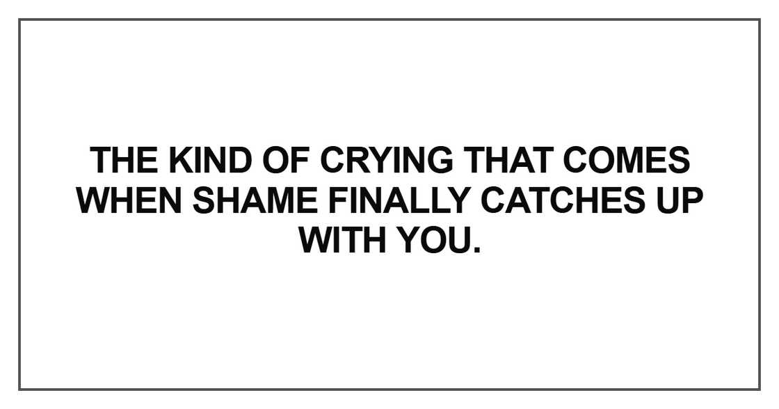 The kind of crying that comes when shame finally