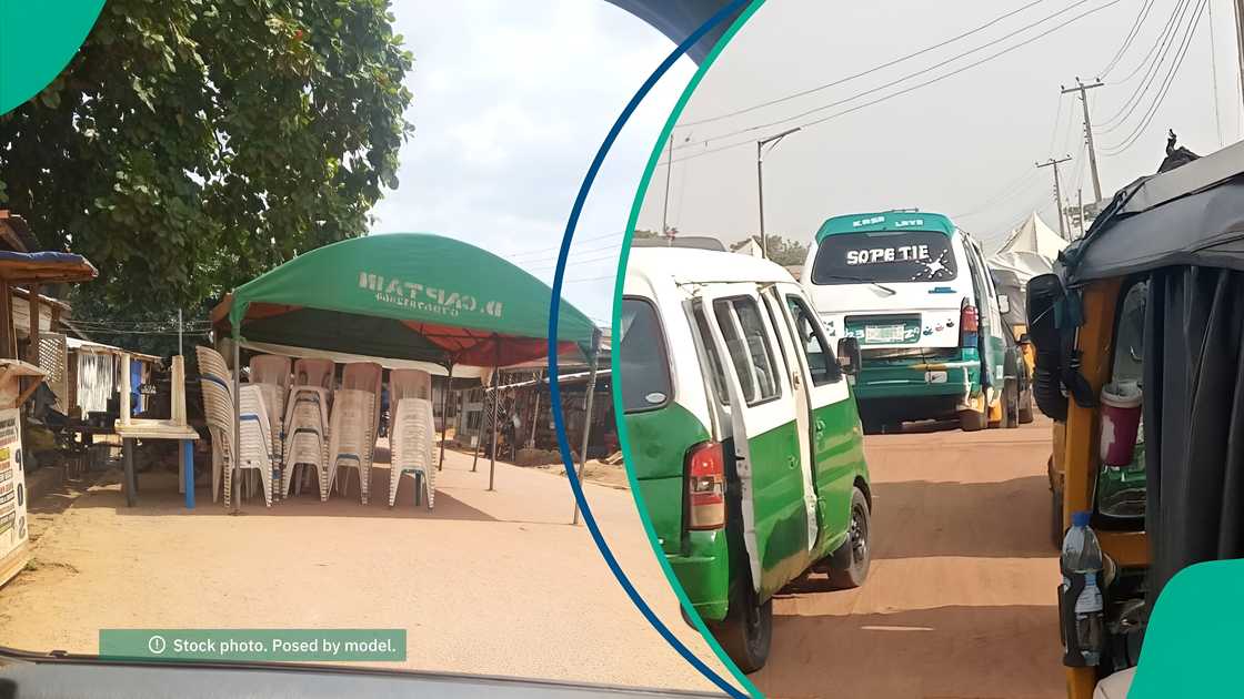 Wedding tents mounted on a federal road in Ilorin, causing traffic congestion and public outrage. Wedding tents mounted on a federal road in Ilorin, causing traffic congestion and public outrage.