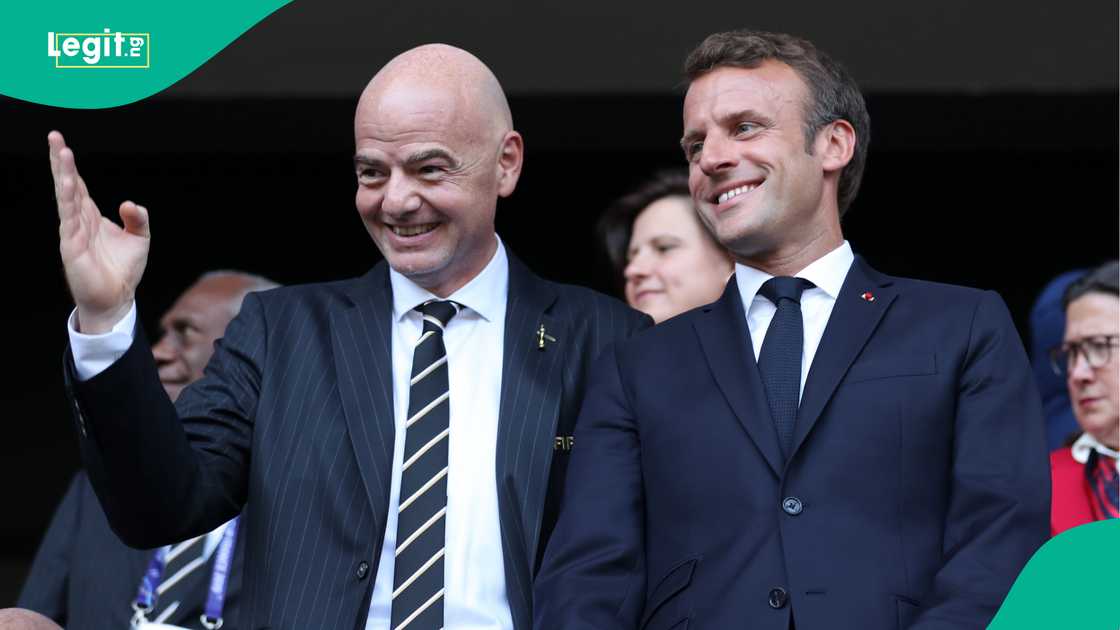 President of France Emmanuel Macron and President of FIFA Gianni Infantino at the 2019 FIFA Women's World Cup Final in Lyon. Photo by Marianna Massey