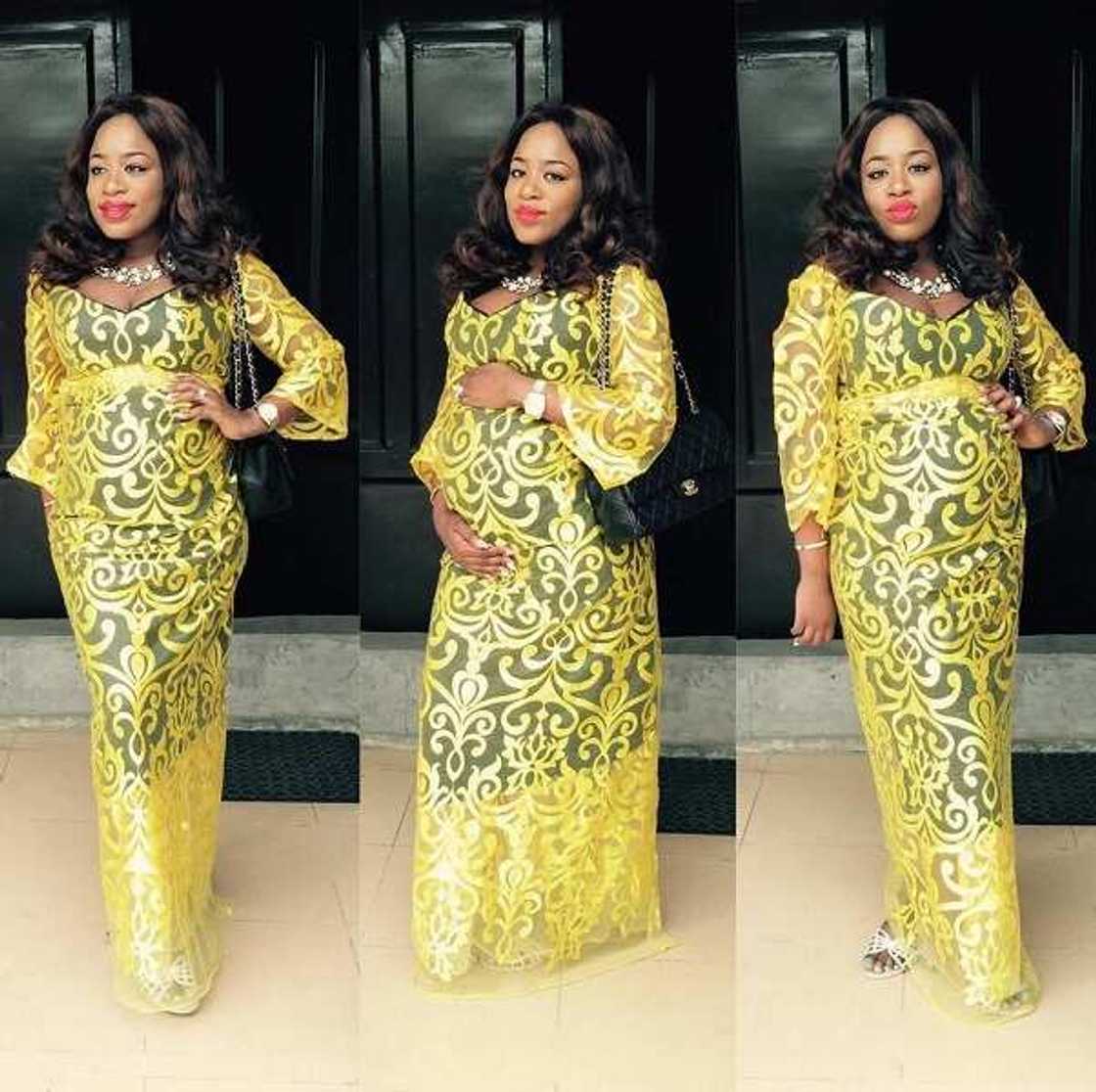 Lace gown with underdress for pregnant ladies Lace gown with underdress for pregnant ladies
