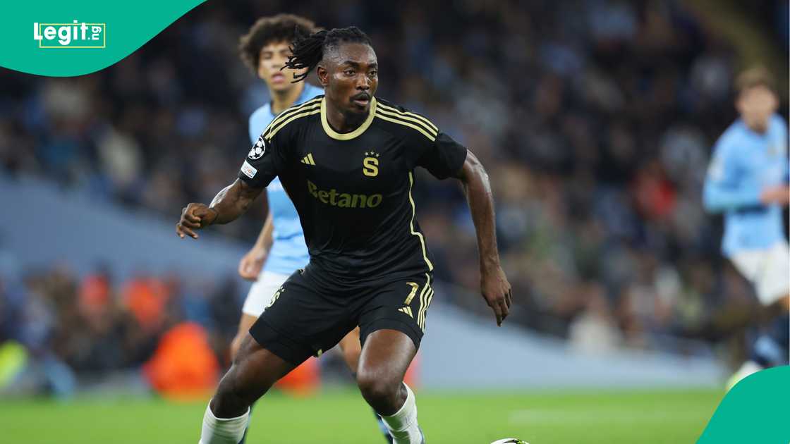 Victor Olatunji, Sparta Praha, Manchester City, Etihad Stadium, UEFA Champions League. Victor Olatunji, Sparta Praha, Manchester City, Etihad Stadium, UEFA Champions League.