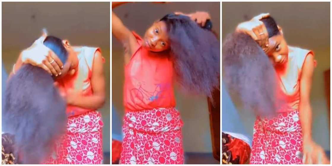 Lady with full hair Lady with full hair