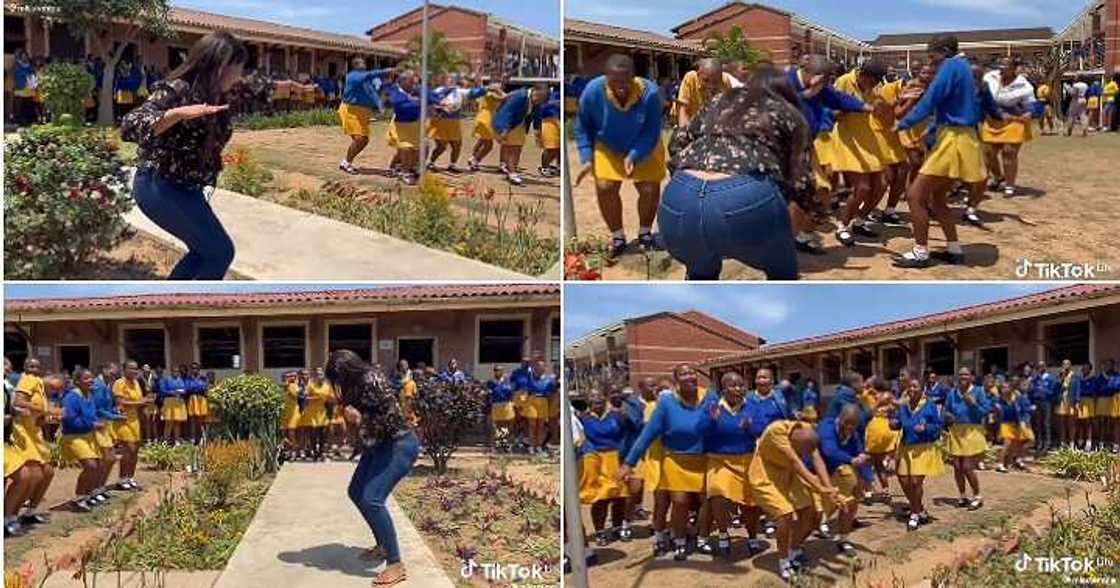 Teacher dances with students Teacher dances with students