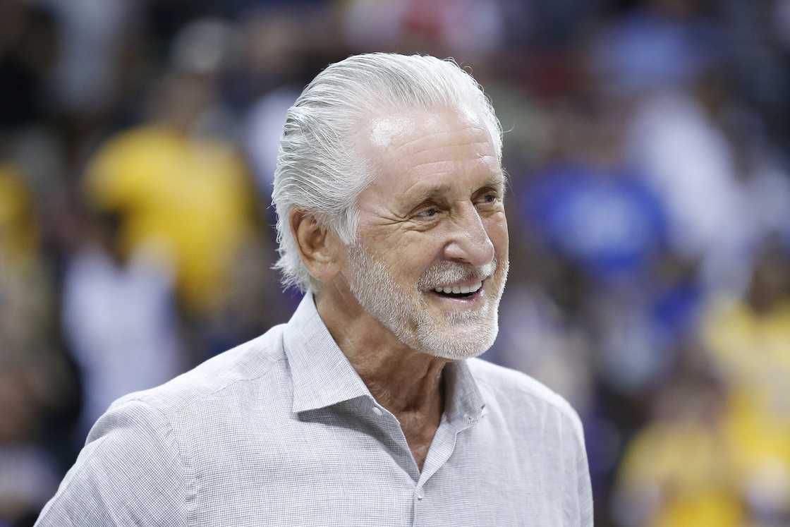 Pat Riley of the Miami Heat looks on during the Summer League at the Thomas & Mack Centre in Las Vegas, Nevada