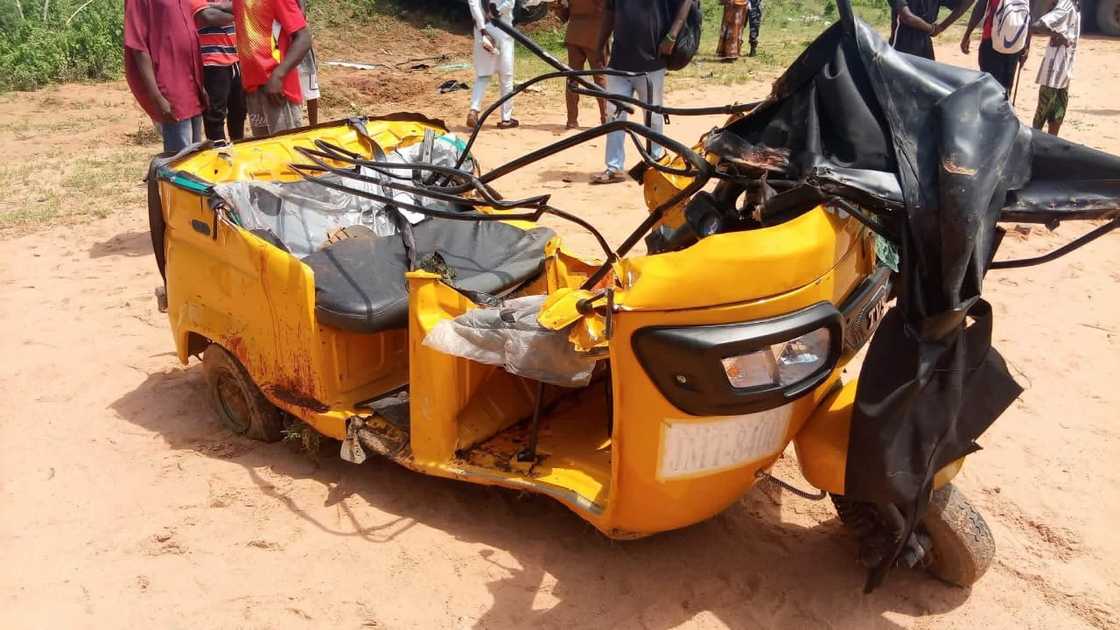 A tricycle involved in the fatal crash in Adamawa state. A tricycle involved in the fatal crash in Adamawa state.