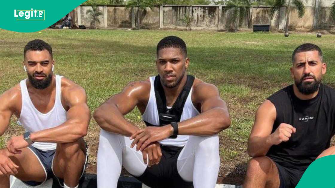 Anthony Joshua pictured as $180,000 is donated in memory of his late trainer, Latif Ayodele, after a fatal crash in Ogun State.