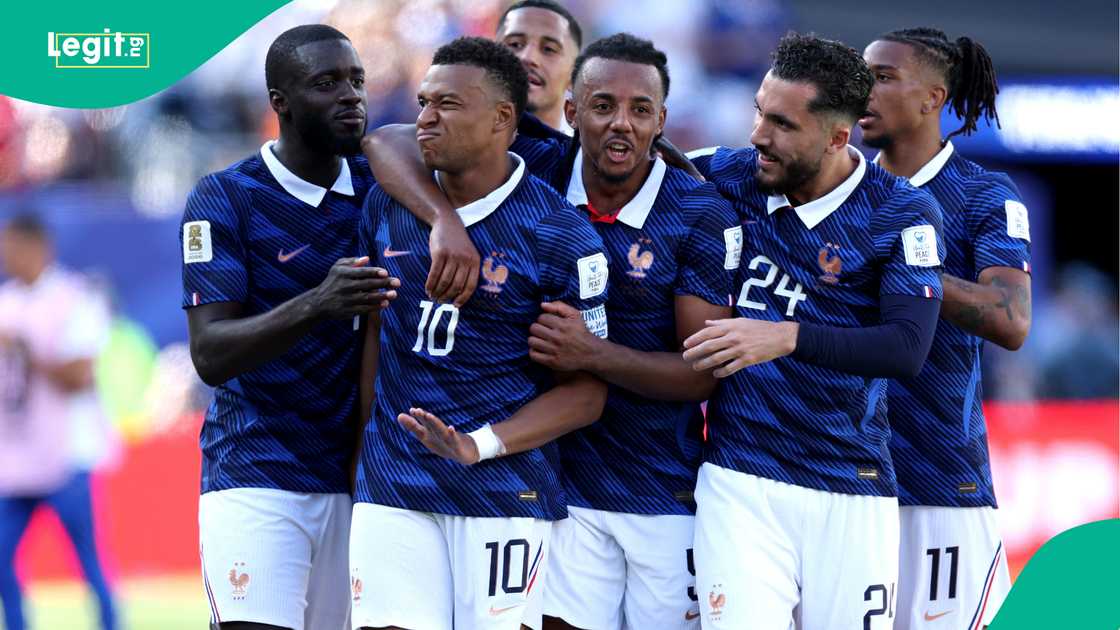 Kylian Mbappe celebrates with teammates after scoring for France against Senegal. Photo by Dan Mullan Kylian Mbappe celebrates with teammates after scoring for France against Senegal. Photo by Dan Mullan