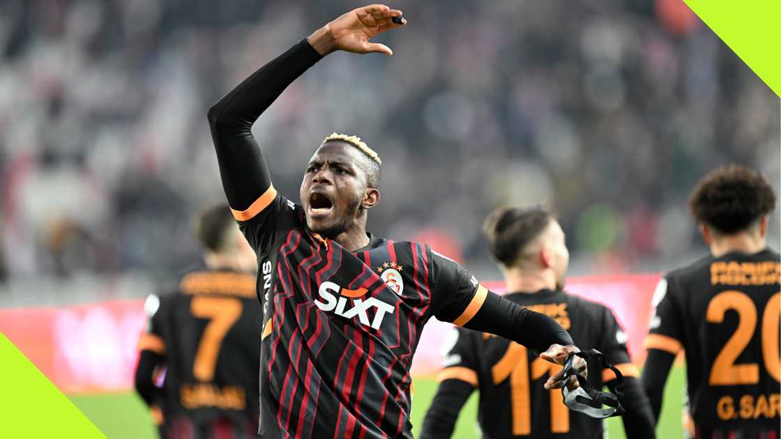 Victor Osimhen celebrates a goal for Galatasaray