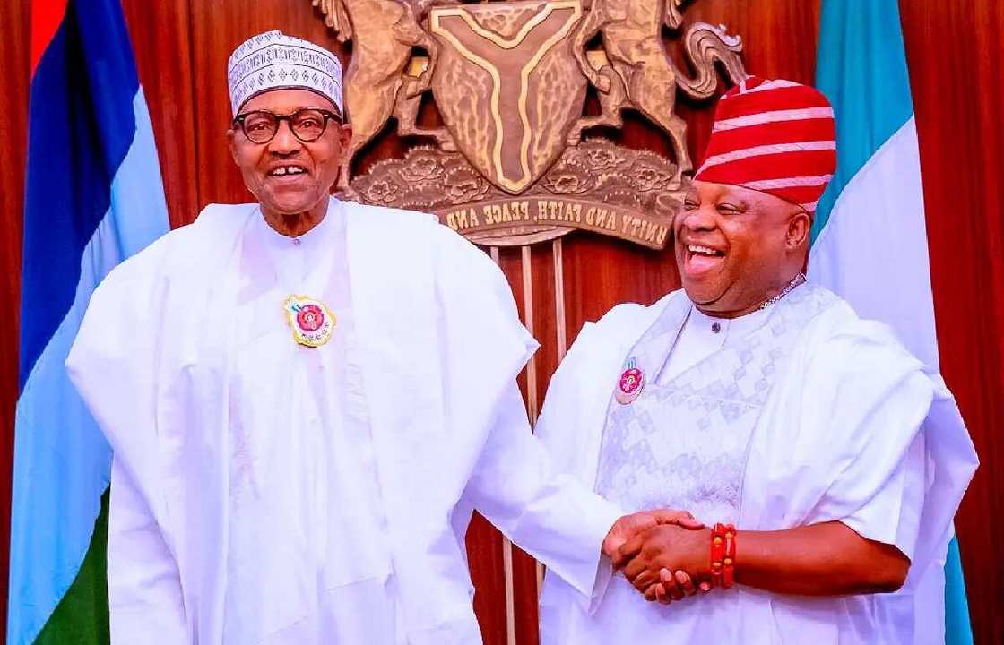 Shugaba Buhari da Adeleke. Shugaba Buhari da Adeleke.