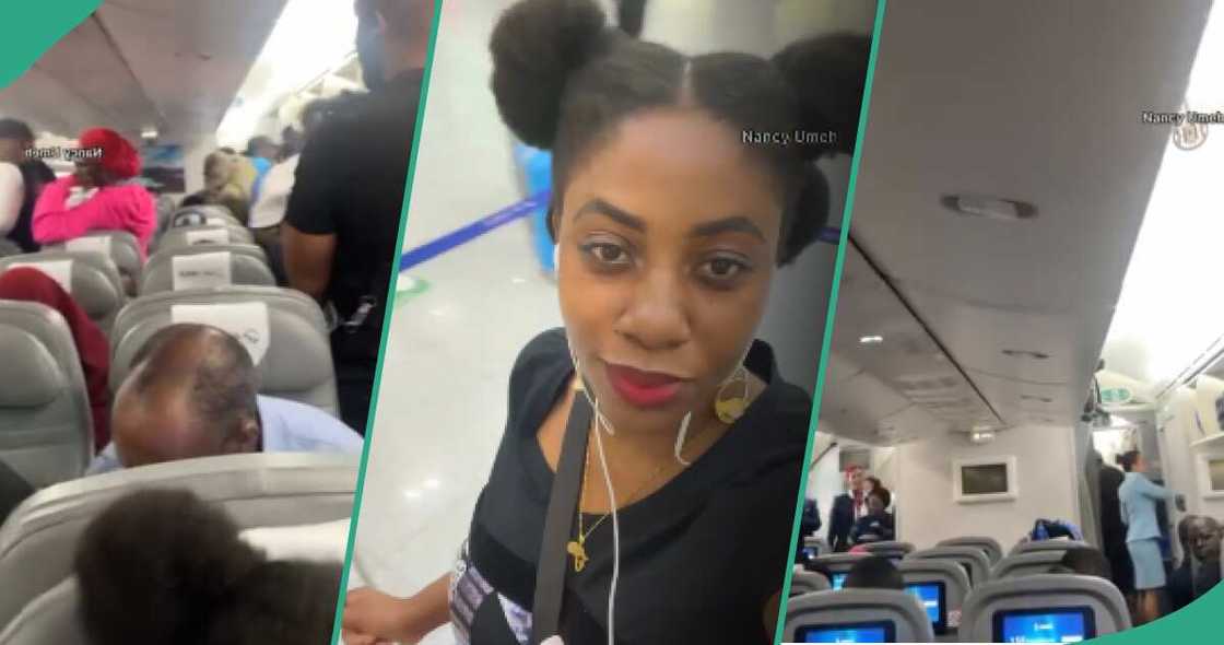 Lady laments, shows very tiny aeroplane Air Peace put her in for her London to Lagos flight Lady laments, shows very tiny aeroplane Air Peace put her in for her London to Lagos flight