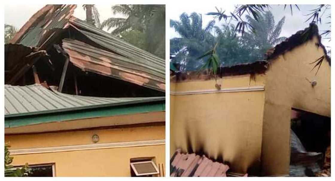 Breaking: Photos Emerge as Hoodlums Strike, Raze INEC Office again in Imo