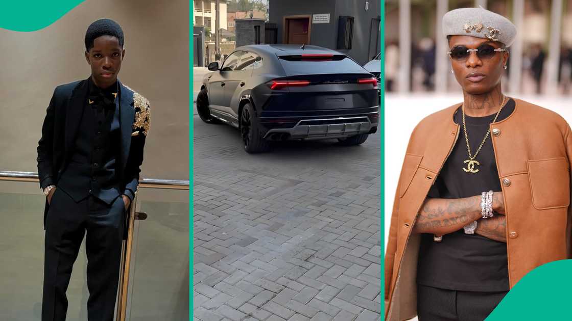 Wizkid's son Boluwatife rides his Lamborghini