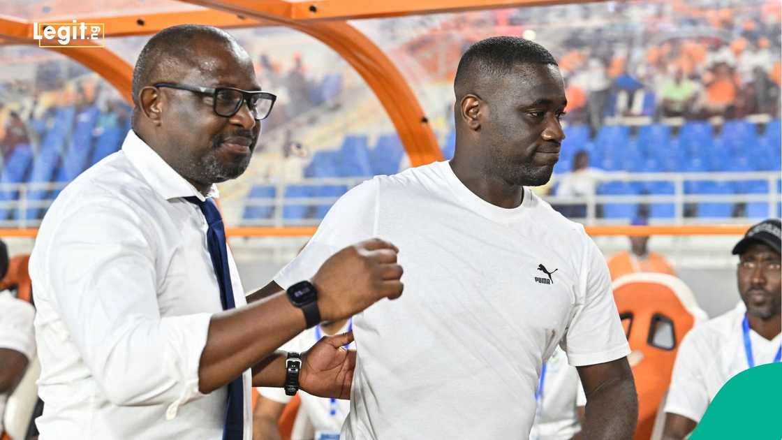 Thierry Mouyouma, Emerse Fae, 2026 FIFA World Cup, Ivory Coast, Gabon, Football, Korhogo. Thierry Mouyouma, Emerse Fae, 2026 FIFA World Cup, Ivory Coast, Gabon, Football, Korhogo.