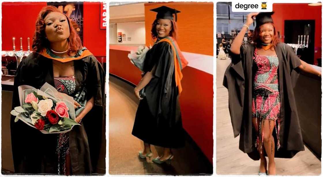 A lady who travelled abroad and bagged a degree. A lady who travelled abroad and bagged a degree.