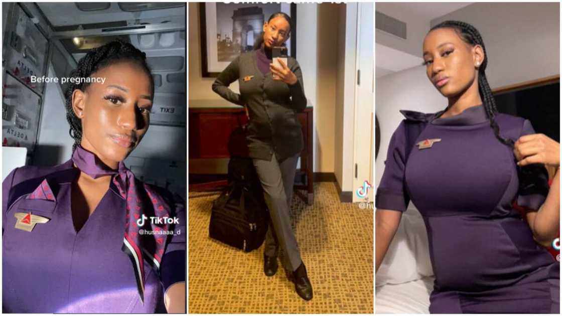 Beautiful flight attendant/lady showed off baby bumps. Beautiful flight attendant/lady showed off baby bumps.