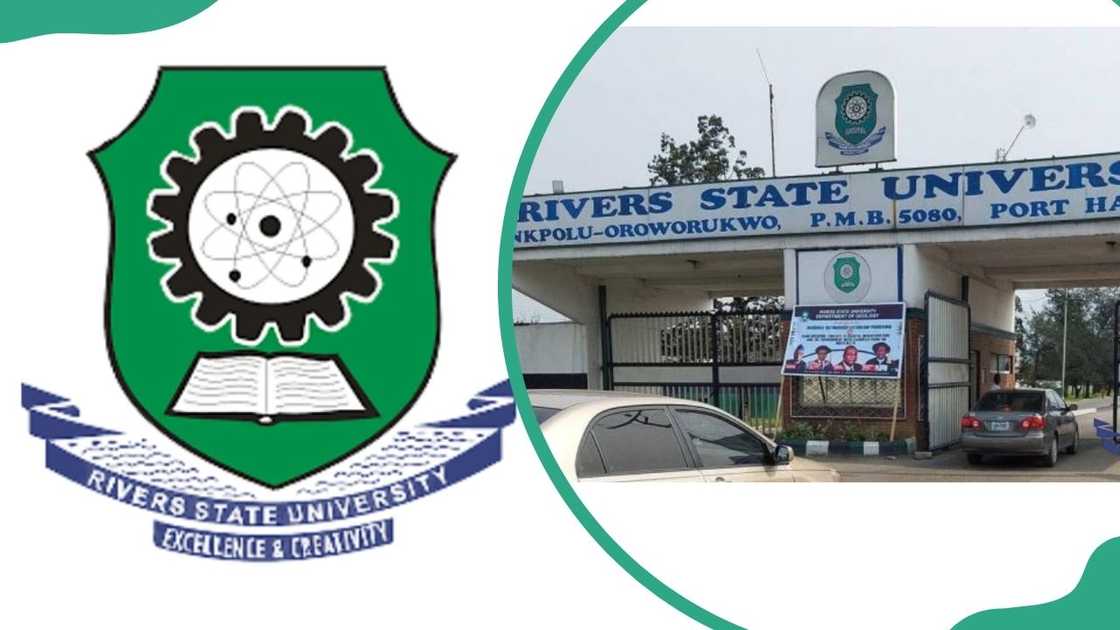 River State University logo and entrance River State University logo and entrance
