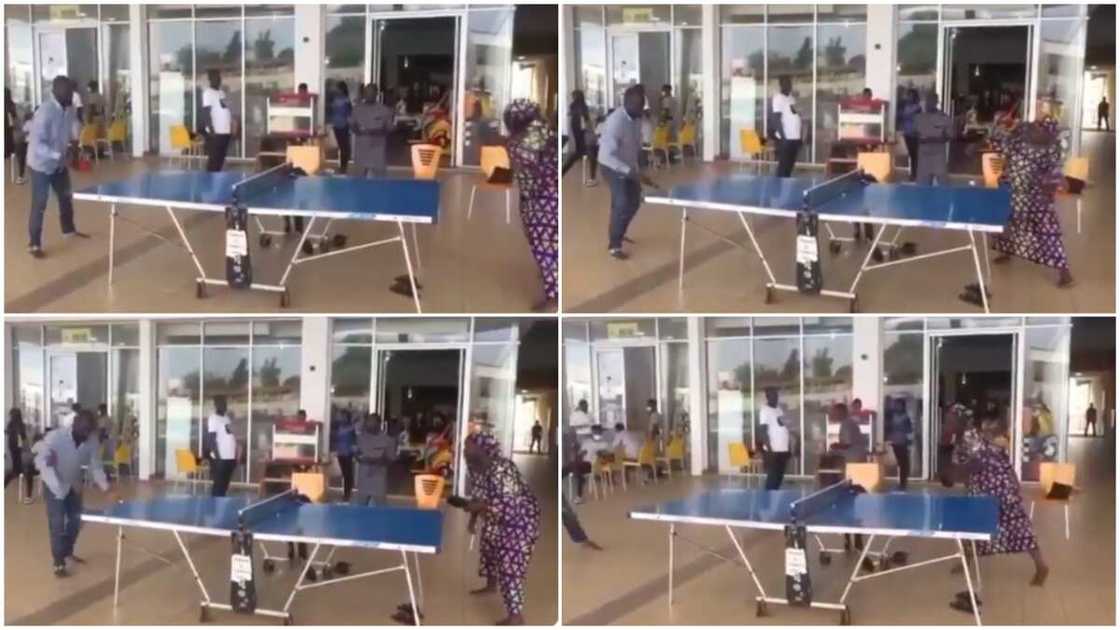 Barefooted Woman in Ankara Teaches Man Serious Lesson During Table Tennis Game, Video Sparks Reactions Barefooted Woman in Ankara Teaches Man Serious Lesson During Table Tennis Game, Video Sparks Reactions
