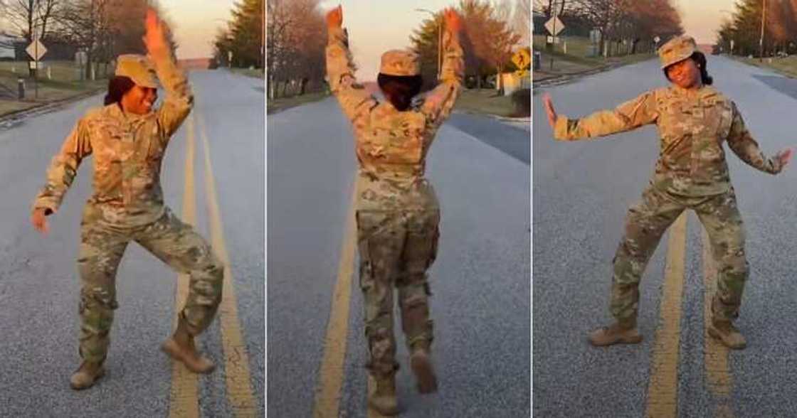 Pretty soldier dances in America