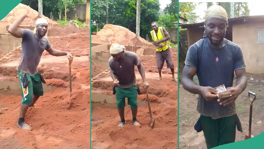 Man earns N8,000 at construction site. Man earns N8,000 at construction site.
