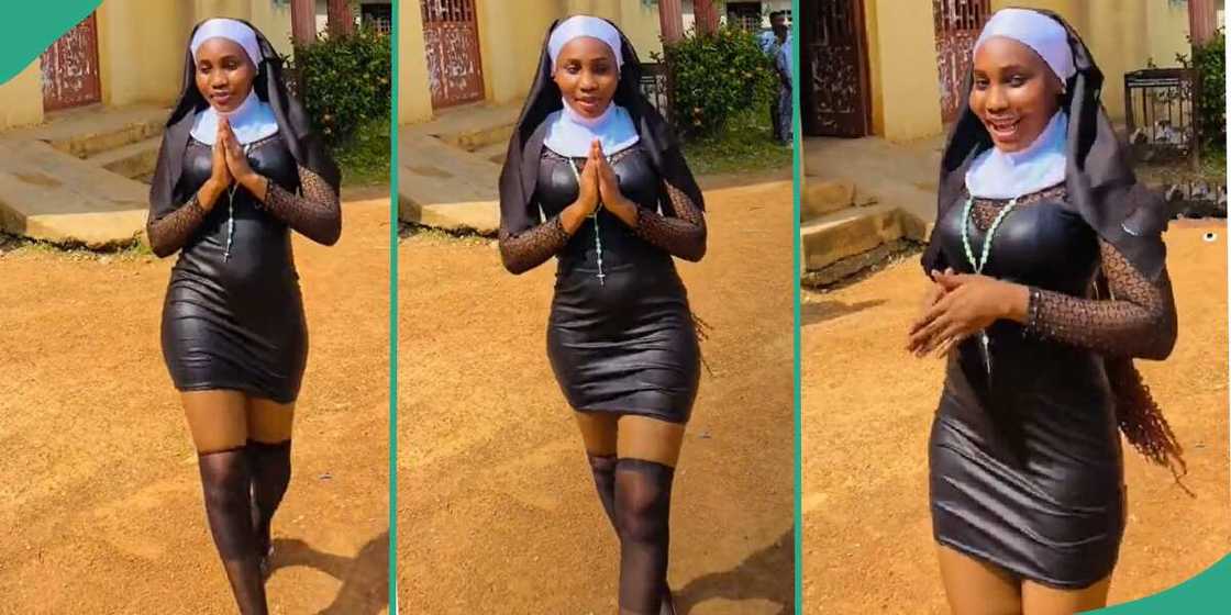 Nigerian lady dresses up as a nun to school. Nigerian lady dresses up as a nun to school.