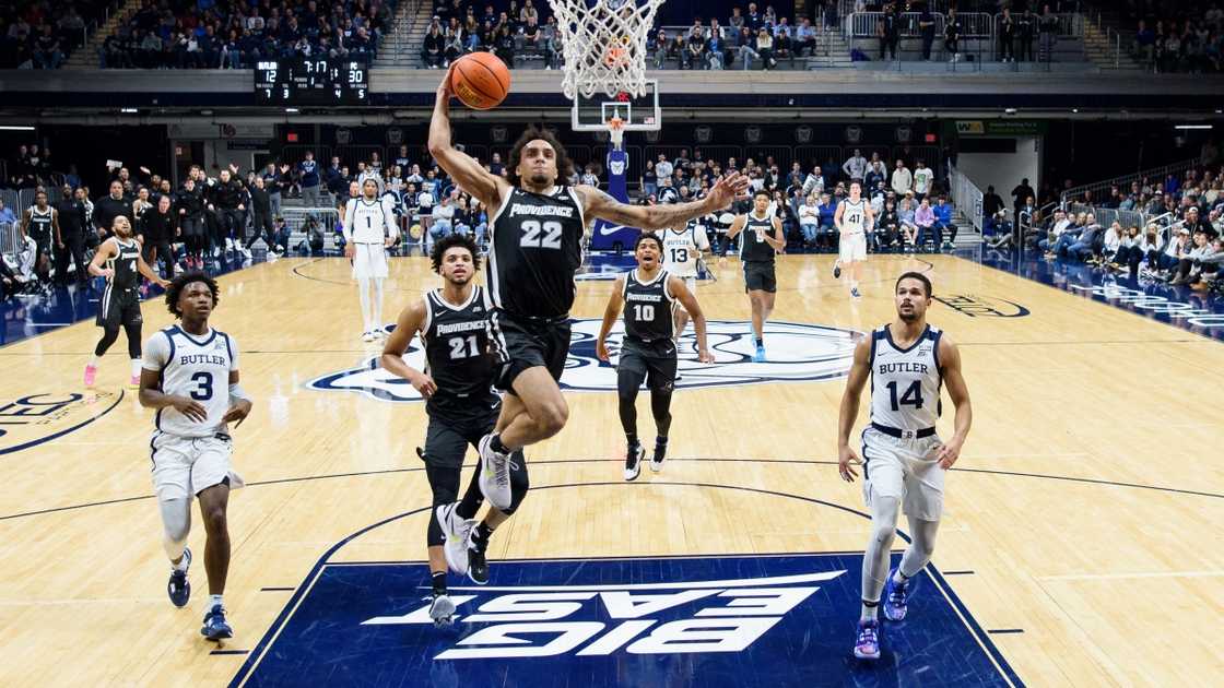 Providence Friars' Devin Carter goes up for a dunk.