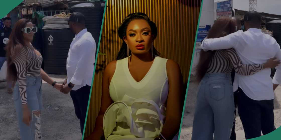 May Edochie hugs CEO of Zandas beauty on Lagos road May Edochie hugs CEO of Zandas beauty on Lagos road