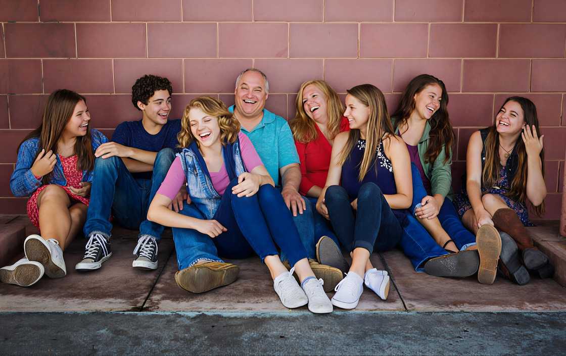 Joshua Bassett's family pictured sitting in front of a brick wall Joshua Bassett's family pictured sitting in front of a brick wall