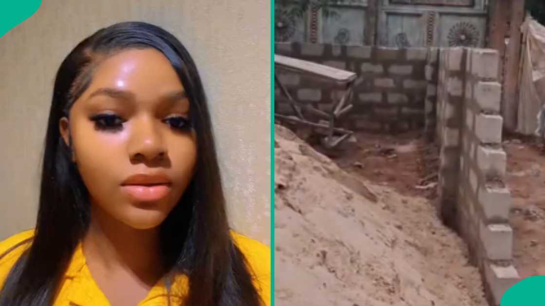 Lady wakes up to find man building directly in front of her late father's house, shares video Lady wakes up to find man building directly in front of her late father's house, shares video