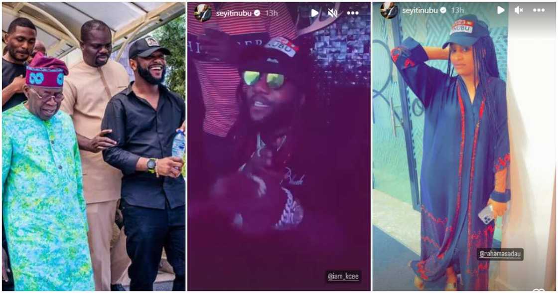 Rahama Sadau, KCEE seen supporting Tinubu ahead of 2023 election. Rahama Sadau, KCEE seen supporting Tinubu ahead of 2023 election.