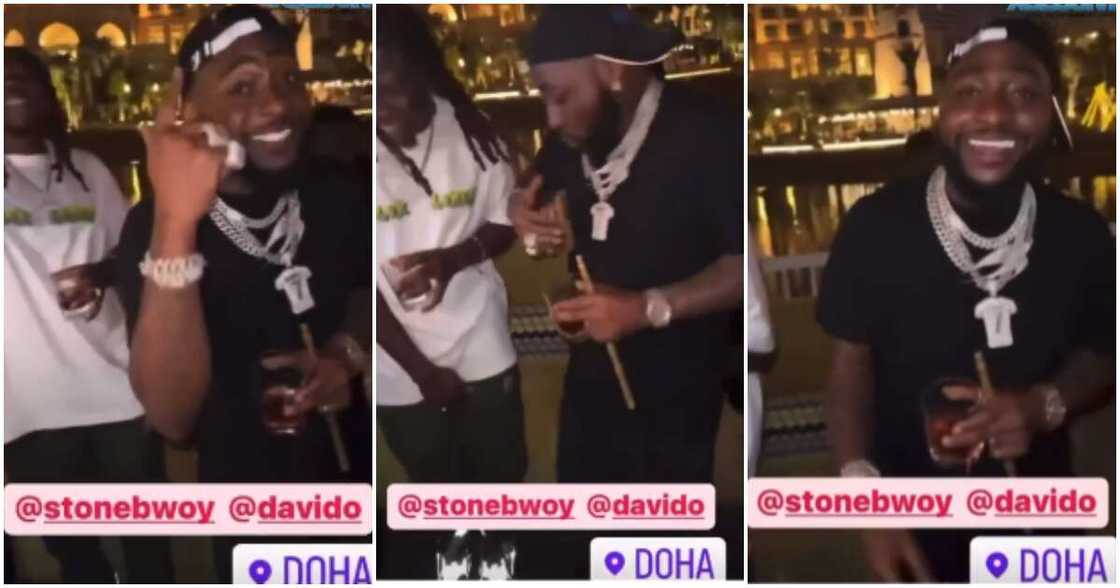 Davido with Stonebwoy in Qatar.