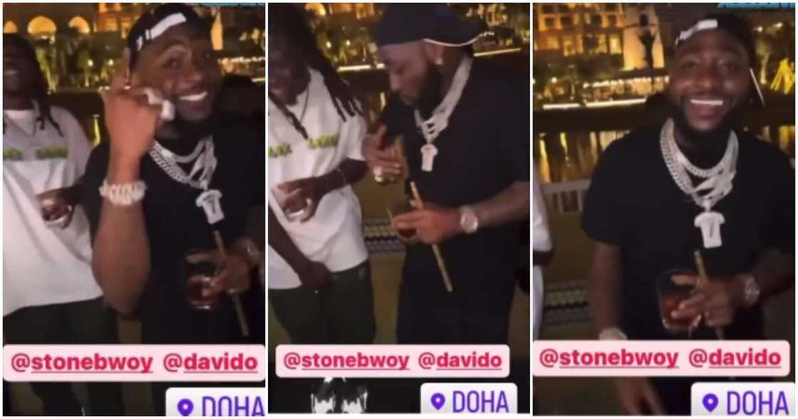 Davido with Stonebwoy in Qatar. Davido with Stonebwoy in Qatar.