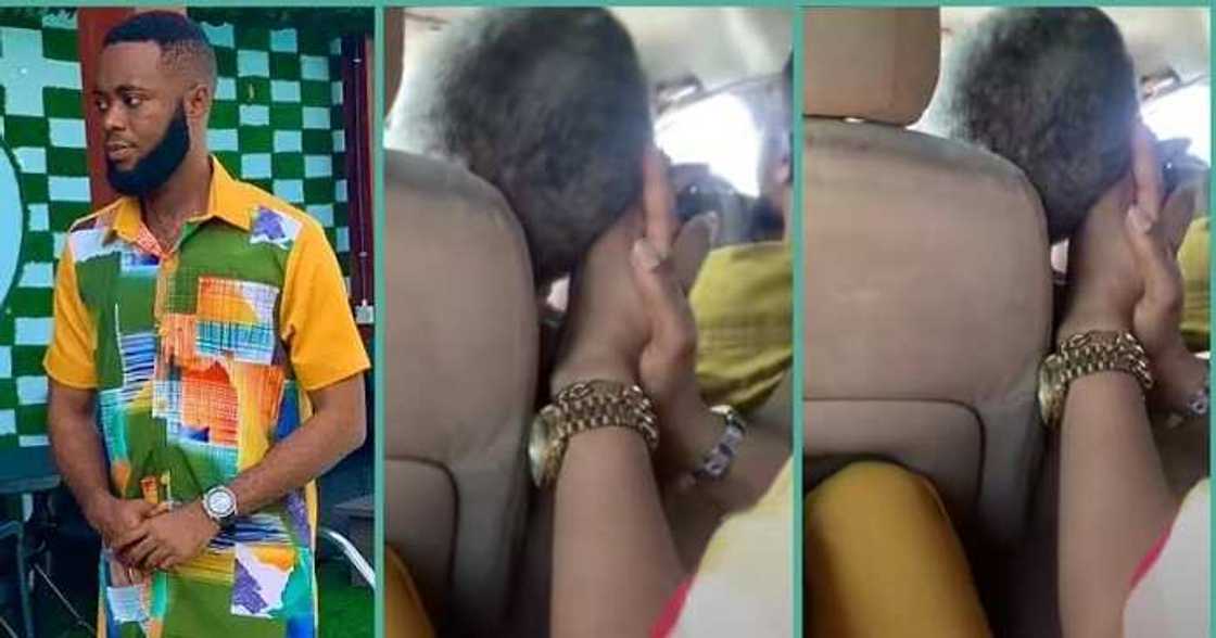 Man in awe after meeting compassionate lady in public bus Man in awe after meeting compassionate lady in public bus
