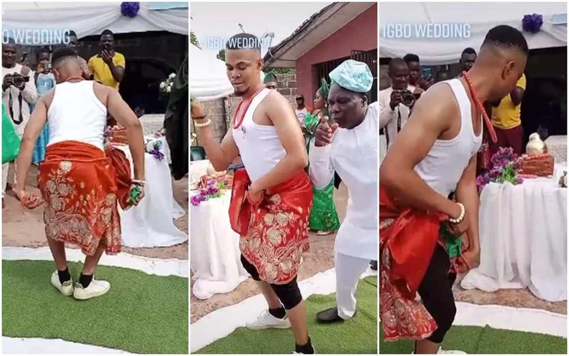 Young man causes stir with his traditional dance moves at a beautiful Nigerian wedding Young man causes stir with his traditional dance moves at a beautiful Nigerian wedding