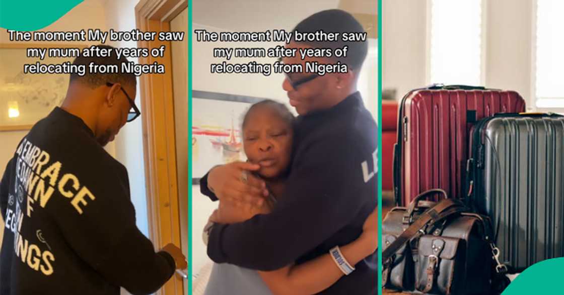 Nigerian man returns home to see his mother after many years abroad. Nigerian man returns home to see his mother after many years abroad.