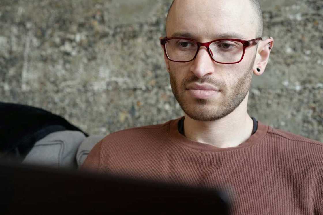 Civox co-founder Adam Reis is seen in his office in San Francisco, California on March 1, 2024