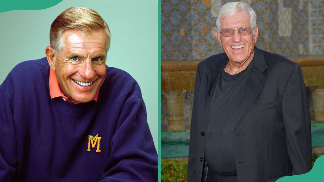 Jerry Van Dyke on the set of Coach on 6 August 1990 (L). Jerry Van in Boca Raton, Florida (R).