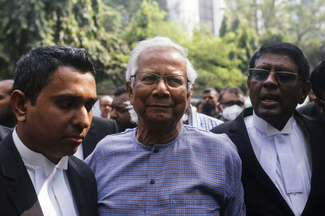 Yunus appeared in court on Thursday for a case in which he is accused of violating labour laws Yunus appeared in court on Thursday for a case in which he is accused of violating labour laws