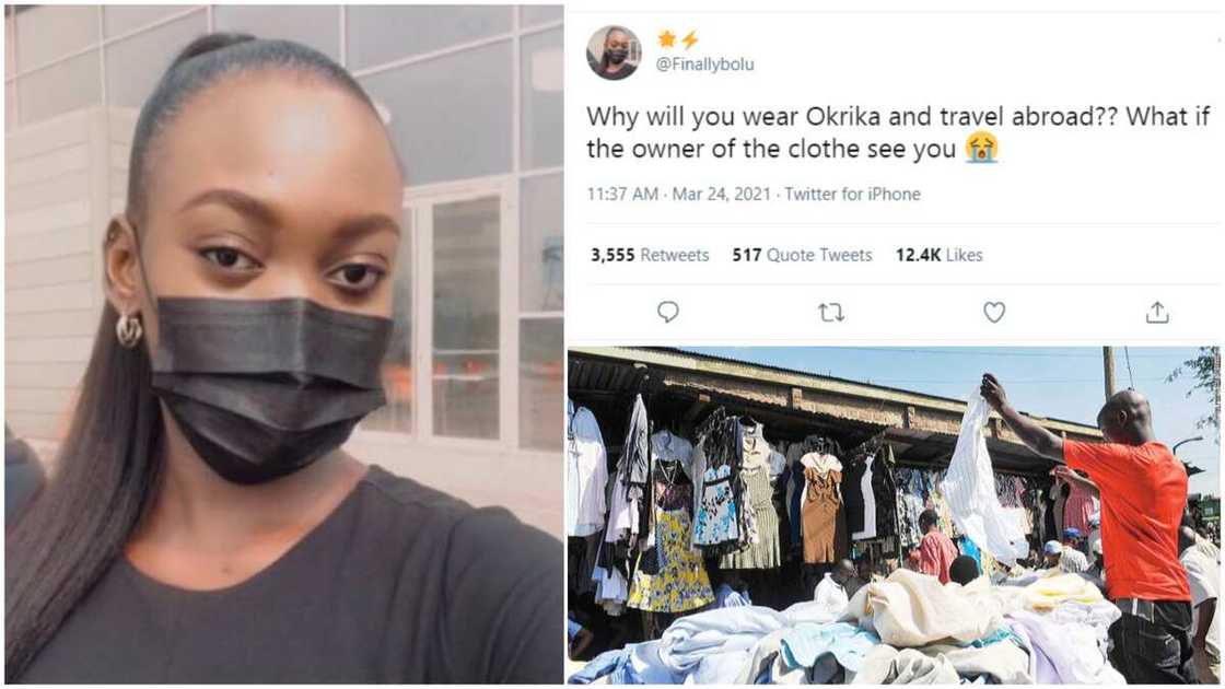 Why wear okrika and travel abroad, what if the owner sees it - Nigerian lady asks Why wear okrika and travel abroad, what if the owner sees it - Nigerian lady asks