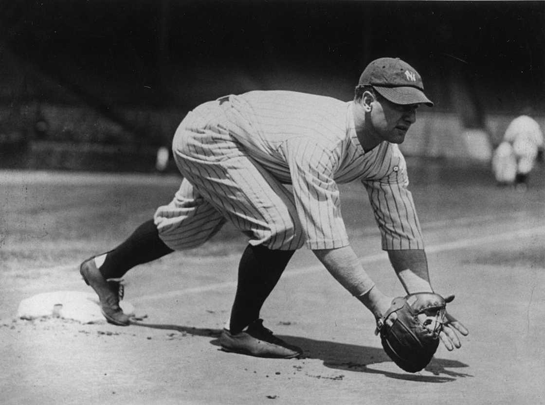 Lou Gehrig works out at first base Lou Gehrig works out at first base