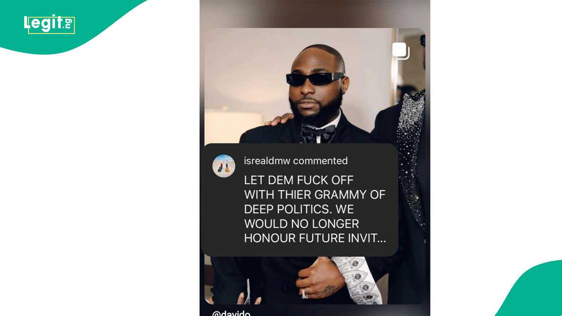 Israel DMW gives reason why Davido won't attend Grammy again.