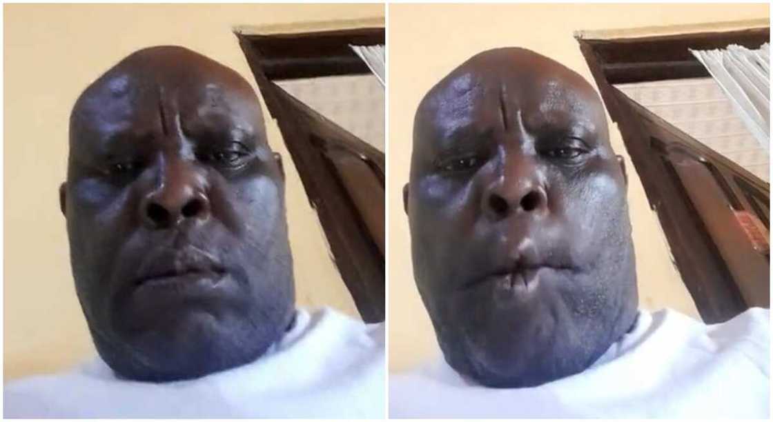 Man twisting his lips on TikTok. Man twisting his lips on TikTok.