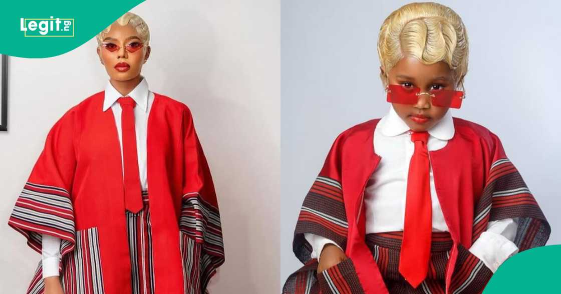 Sweet little girl recreates Nancy Isime's bold look to a speaking event. Sweet little girl recreates Nancy Isime's bold look to a speaking event.