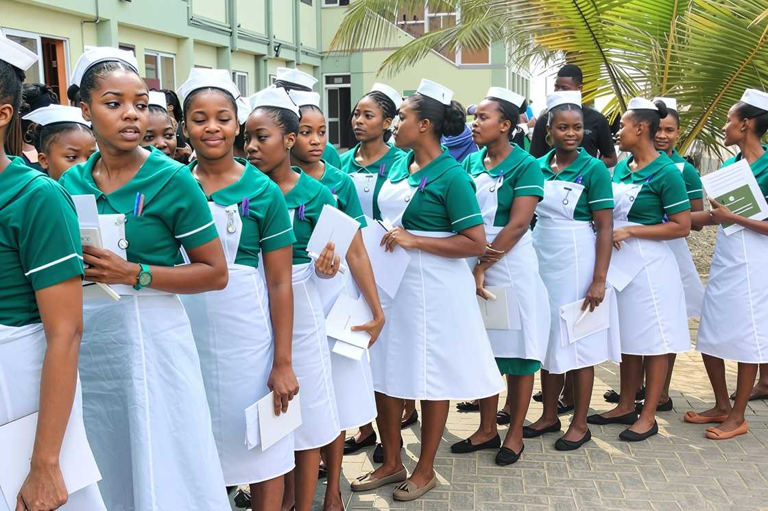 A group of Nigerian Army College of Nursing, Yaba, nursing students attending a ceremony. A group of Nigerian Army College of Nursing, Yaba, nursing students attending a ceremony.