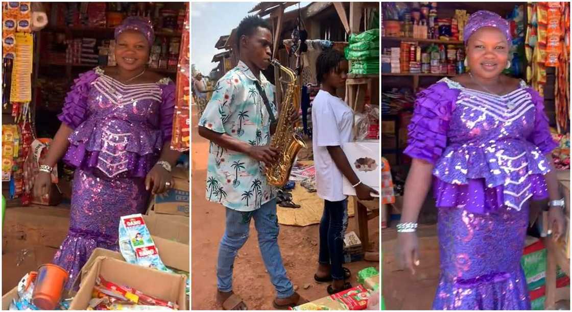 Photos of a mother in her shop on her birthday.