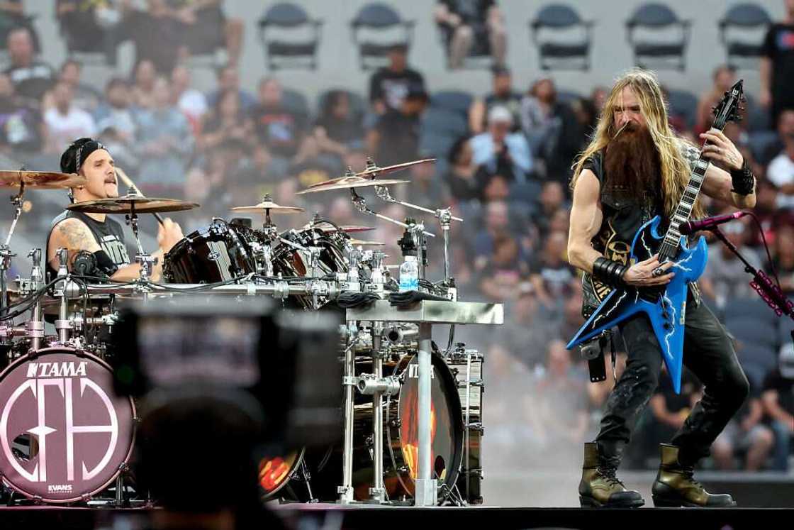 Charlie Benante and Zakk Wylde of Pantera perform at SoFi Stadium