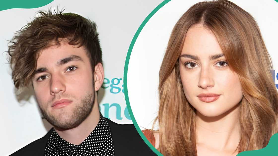 Jackson White pose at The Beverly Hilton Hotel (L). Grace Van Patten pose at the SiriusXM Studios (R) Jackson White pose at The Beverly Hilton Hotel (L). Grace Van Patten pose at the SiriusXM Studios (R)