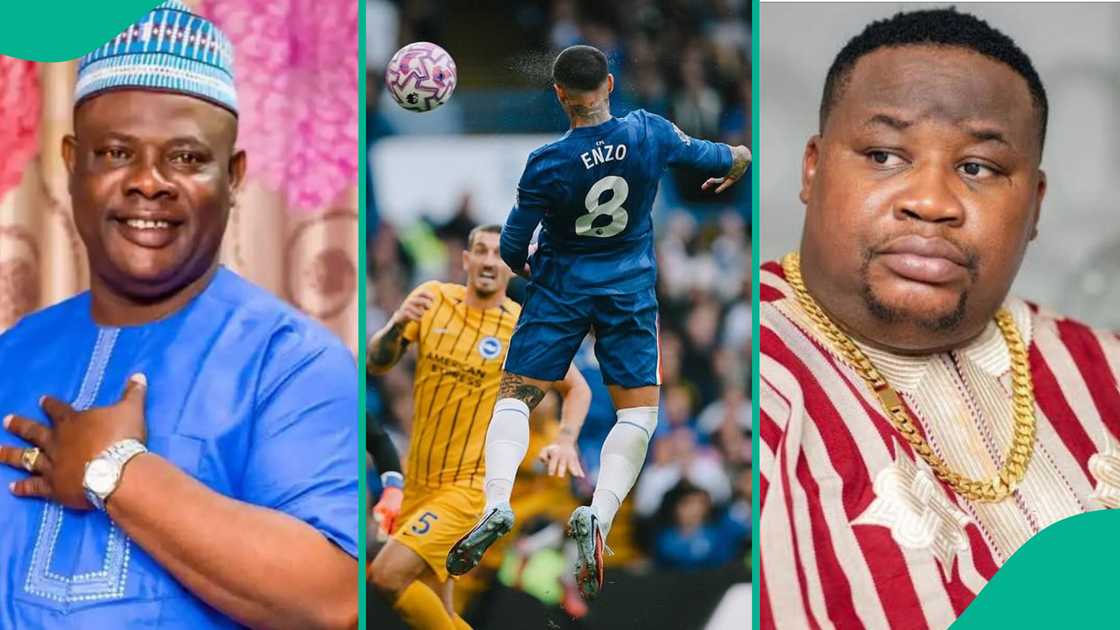 Actor Yinka Quadri shares video of him with Cubana Chiefpriest at Stamford Bridge. Actor Yinka Quadri shares video of him with Cubana Chiefpriest at Stamford Bridge.