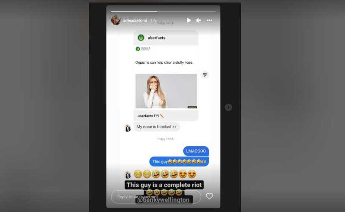 Banky W and Adesua Etomi's chat Banky W and Adesua Etomi's chat