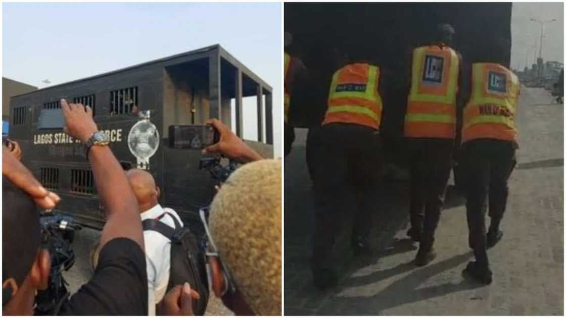 Lekki Tollgate: Funny moment Black Maria used to arrest protesters broke down captured in video Lekki Tollgate: Funny moment Black Maria used to arrest protesters broke down captured in video