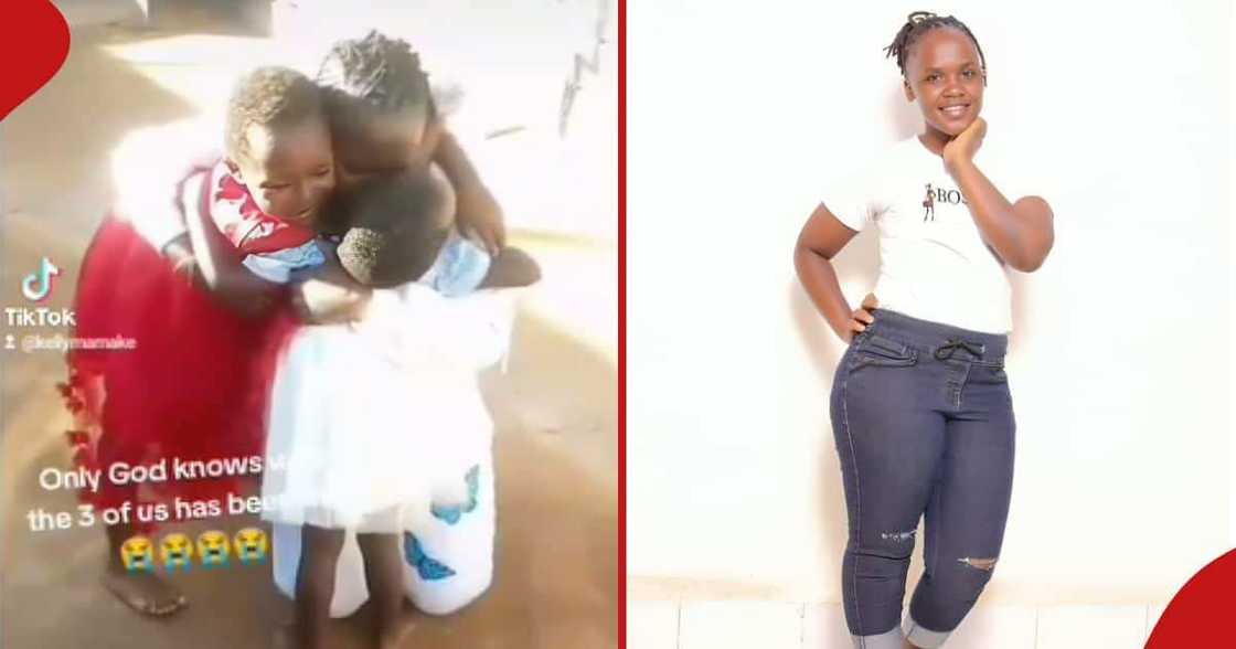 Kirinyaga mother Sarah Mwikali emotionally embraces her kids after returning from Saudi Arabia. Kirinyaga mother Sarah Mwikali emotionally embraces her kids after returning from Saudi Arabia.
